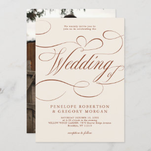Invitation Calligraphie moderne Mariage en terre cuite intemp