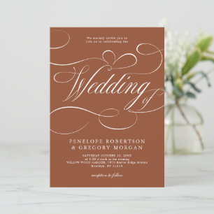 Invitation Calligraphie moderne Mariage en terre cuite intemp