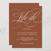 Invitation Calligraphie moderne Mariage en terre cuite intemp (Devant / Derrière)