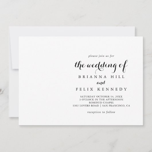 Invitation Calligraphie moderne Mariage horizontal (Devant)