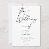 Invitation Calligraphie moderne Mariage noir solide (Devant)