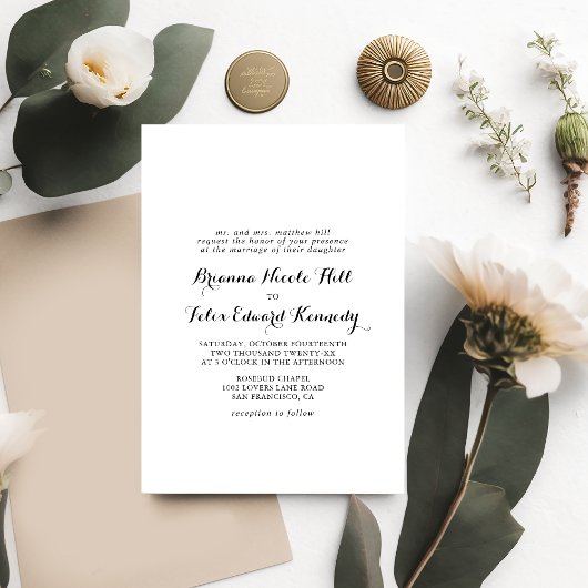 Invitation Calligraphie moderne Mariage officiel