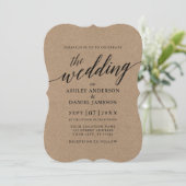 Invitation Calligraphie moderne Mariage photo Kraft (Debout devant)