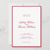 Invitation Calligraphie moderne Mariage rouge (Devant)