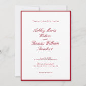 Invitation Calligraphie moderne Mariage rouge (Devant)
