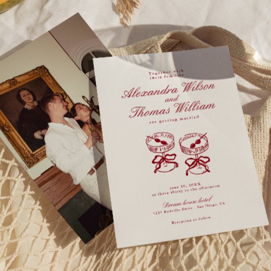 Invitation Calligraphie moderne Mariage rouge