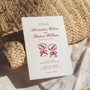 Invitation Calligraphie moderne Mariage rouge