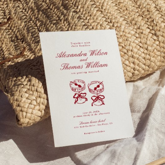 Invitation Calligraphie moderne Mariage rouge