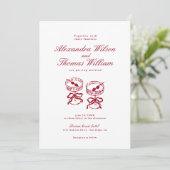 Invitation Calligraphie moderne Mariage rouge (Debout devant)