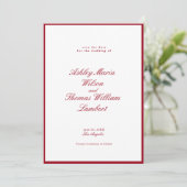Invitation Calligraphie moderne Mariage rouge Enregistrer la  (Debout devant)