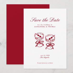 Invitation Calligraphie moderne Mariage rouge Enregistrer la 