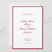 Invitation Calligraphie moderne Mariage rouge Enregistrer la  (Devant)