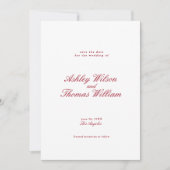 Invitation Calligraphie moderne Mariage rouge Enregistrer la  (Devant)