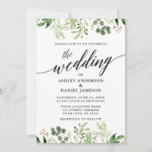 Invitation Calligraphie moderne Mariage vert botanique (Devant)