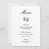 Invitation Calligraphie moderne Menu Mariage noir et blanc (Devant)