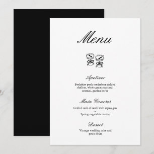 Invitation Calligraphie moderne Menu Mariage noir et blanc