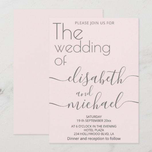 Invitation Calligraphie moderne minimaliste (Devant / Derrière)