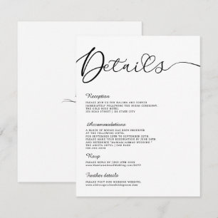 Invitation Calligraphie moderne minimaliste noir blanc détail