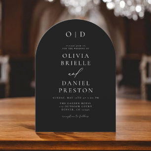 Invitation Calligraphie moderne minimaliste noir blanc Mariag