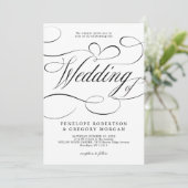 Invitation Calligraphie moderne noir blanc code QR mariage (Debout devant)