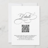 Invitation Calligraphie moderne noir blanc code QR mariage (Dos)