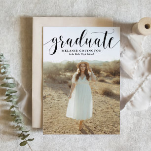 Invitation Calligraphie Moderne Noir Blanc Photo Diplôme