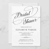 Invitation Calligraphie moderne noir et blanc douche nuptiale (Devant)
