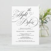 Invitation Calligraphie moderne noir intemporel la veille (Debout devant)