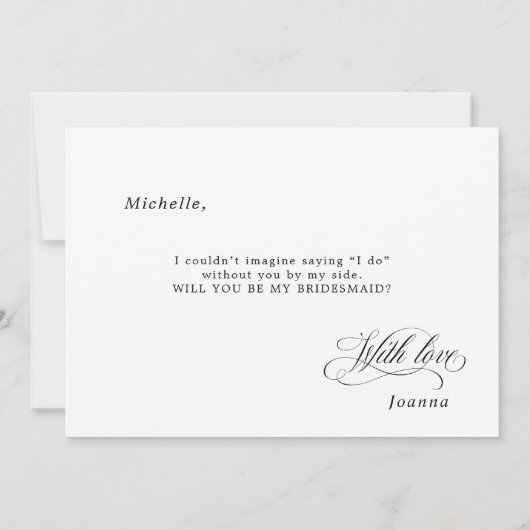 Invitation Calligraphie moderne Noir Seras-Tu Ma Femme (Dos)