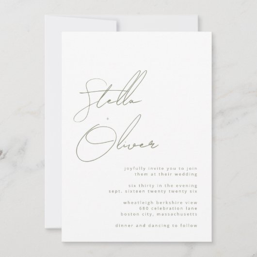 Invitation Calligraphie moderne Noms de code QR Mariage (Devant)