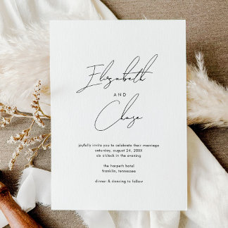 Invitation Calligraphie moderne Noms Mariage élégant