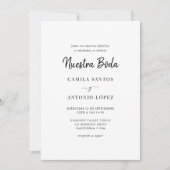 Invitation Calligraphie moderne Nuestra Boda | Mariage espagn (Devant)