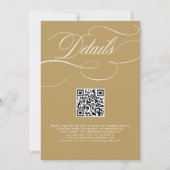 Invitation Calligraphie moderne or blanc code QR mariage (Dos)