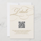 Invitation Calligraphie moderne or blanc code QR mariage (Dos)