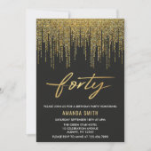 Invitation Calligraphie moderne Or et noir 40e anniversaire (Devant)