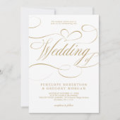 Invitation Calligraphie moderne or intemporel et mariage blan (Devant)