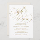 Invitation Calligraphie moderne or intemporel la veille (Devant / Derrière)