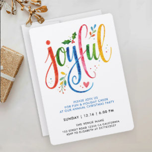 Invitation Calligraphie Moderne Peinte de Joie Colorée