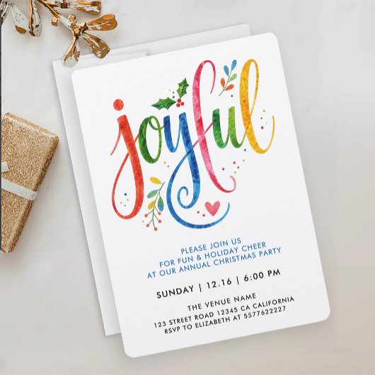 Invitation Calligraphie Moderne Peinte de Joie Colorée