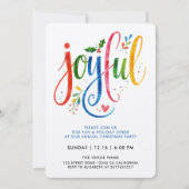 Invitation Calligraphie Moderne Peinte de Joie Colorée (Devant)