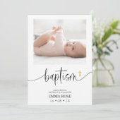 Invitation Calligraphie moderne Photo Baptême (Debout devant)