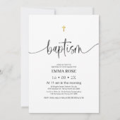 Invitation Calligraphie moderne Photo Baptême (Dos)