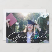 Invitation Calligraphie moderne Photo Graduation Party (Devant)