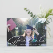 Invitation Calligraphie moderne Photo Graduation Party (Debout devant)