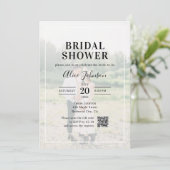 Invitation Calligraphie moderne Photo QR Code Fête des mariée (Debout devant)