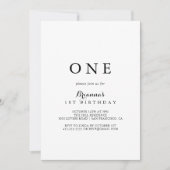 Invitation Calligraphie moderne Première fête d'anniversaire (Devant)