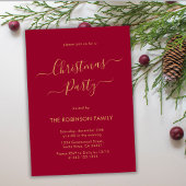 Invitation Calligraphie moderne Red Holiday Christmas Party