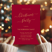 Invitation Calligraphie moderne Red Holiday Christmas Party