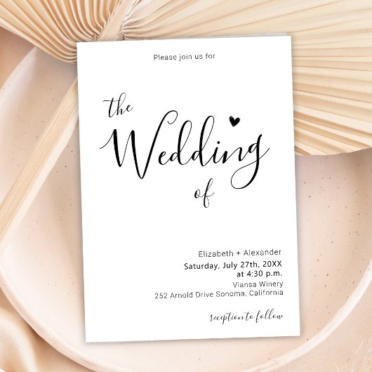 Invitation Calligraphie moderne Script cardiaque QR Code Mari