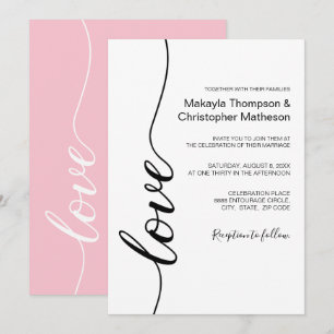 Invitation Calligraphie moderne Script Mariage noir et blanc